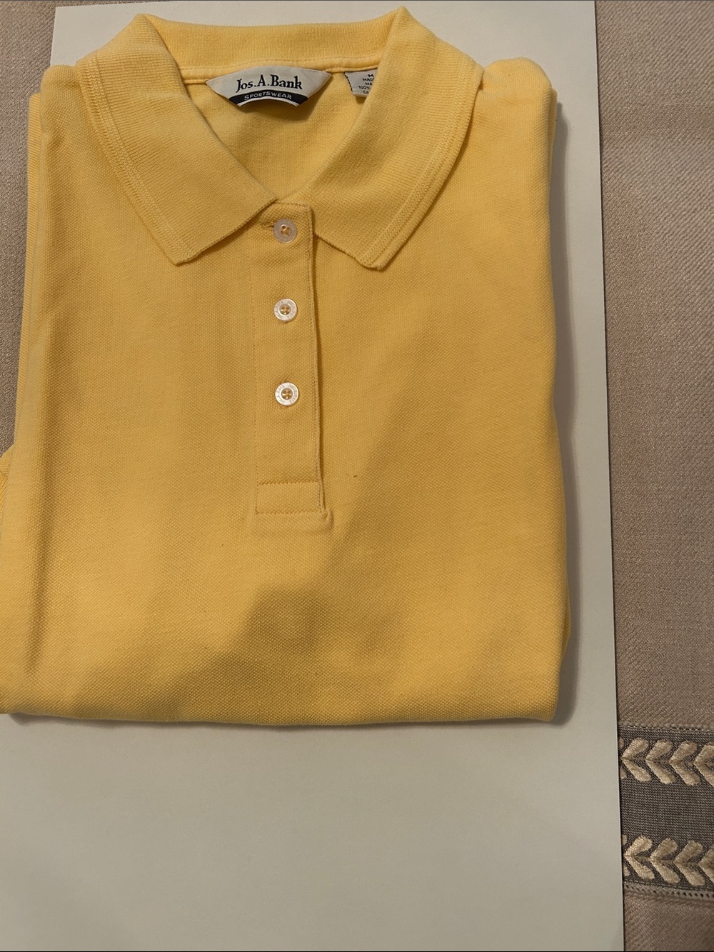 New Jos. A. Bank Pale Yellow Polo Shirt - Classic Three-Button